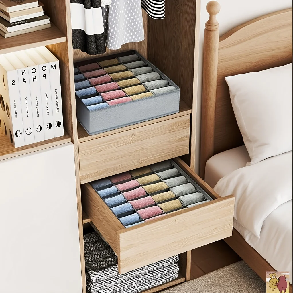 Foldable storage box - a vertically designed wardrobe storage box that saves space for storing underwear, socks, bras, - 5