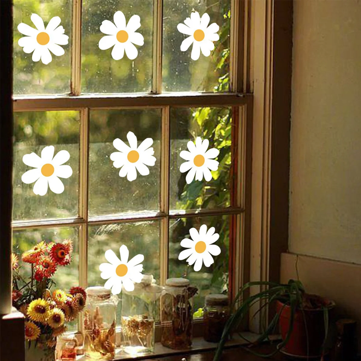 Daisy Stickers Bedroom Window Glass Wall Decoration Self-adhesive DIY
