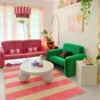 Retro Colorful Striped Carpets Large Area Living Room IG Decoration Thickened Winter Rugs Cloakroom Bedroom Holiday Stylish Mat 2