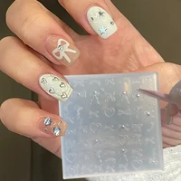 1Pc Lace Bowknot Nail Silicone Relief Mold 3D Nails Embossed Stencils Mold 9.5cm French Bow Pattern Template Epoxy Resin Mold&*& 1