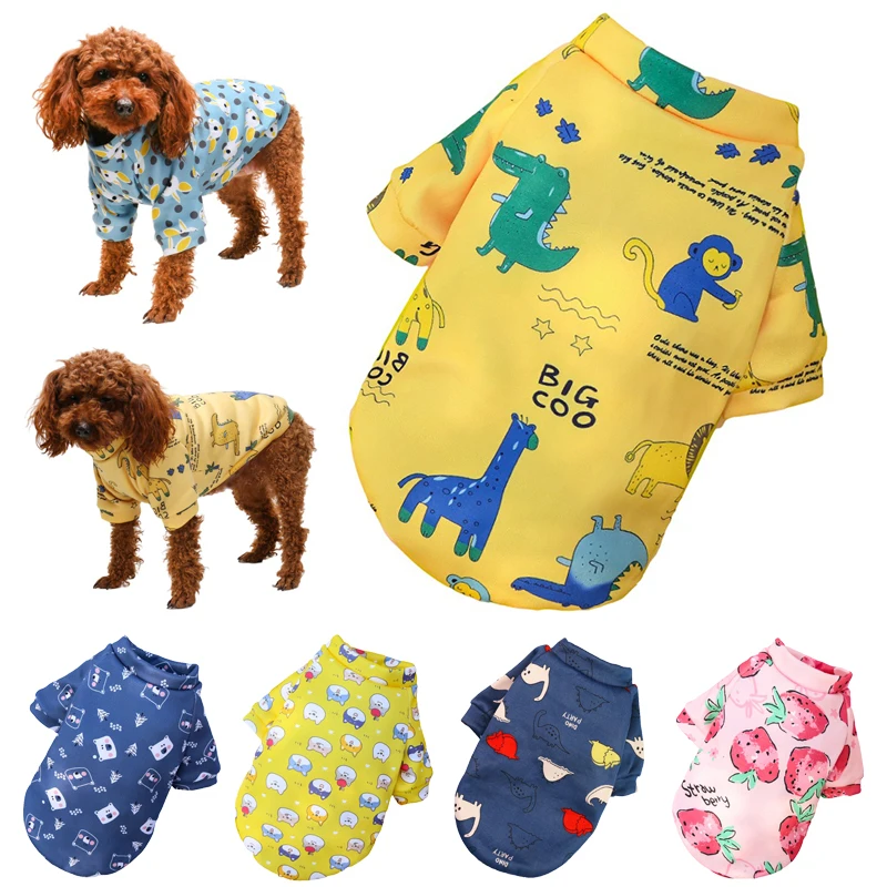 Roupa de cachorro pequena estampa adorável, pulôver quente de inverno ...