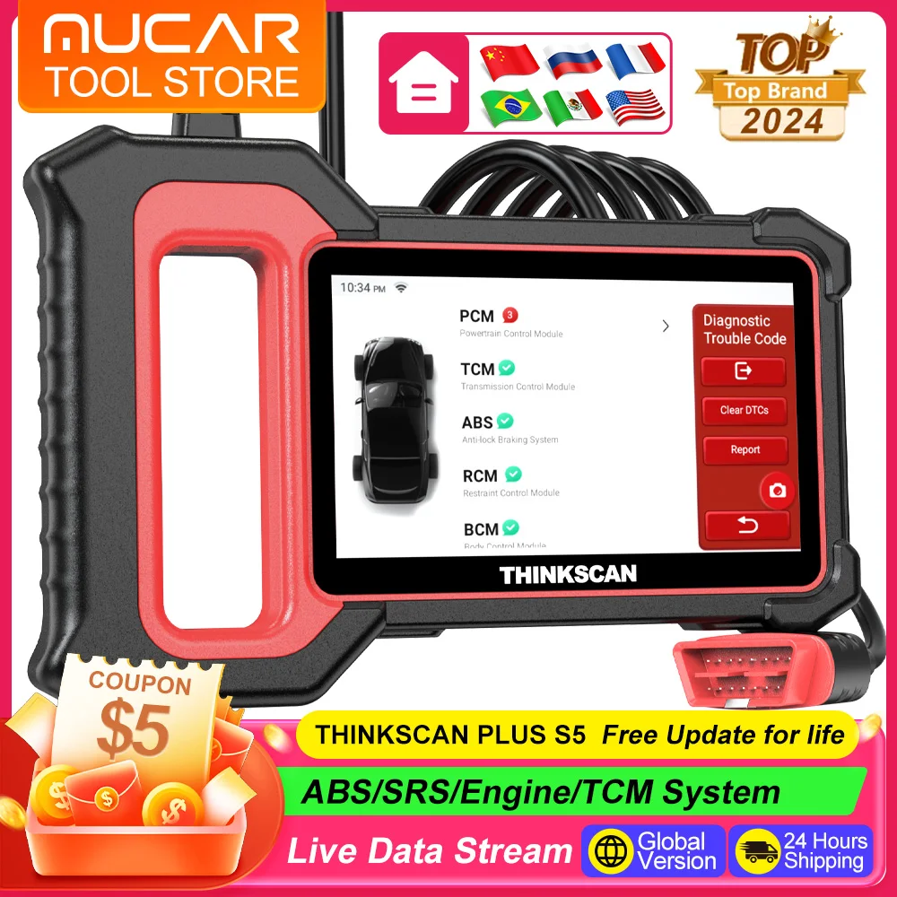 

THINKCAR Thinkscan Plus S5 OBD2 Scanner ABS/SRS/ECM/TCM System Diagnosis Code Reader Diagnostic Scan Tool Car Diagnostic Scanner