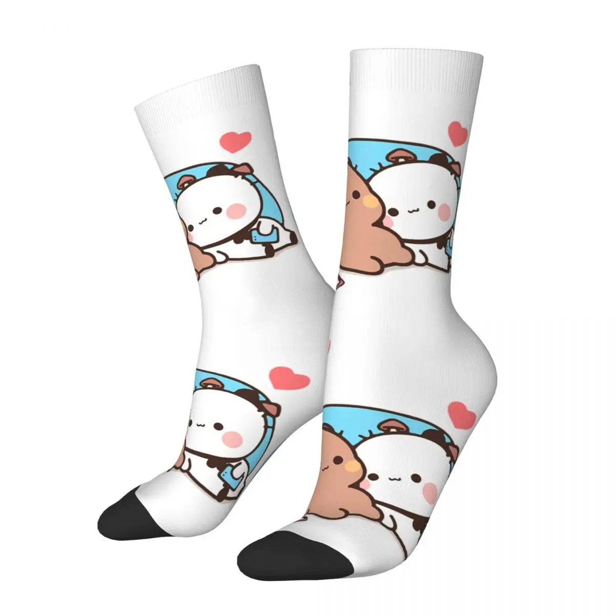 Calzino Pazzo Per Uomo Orso E Panda Hip Hop Vintage Latte E Mocha Bubu Dudu Happy Seamless Boys Crew Compression Sock Casual