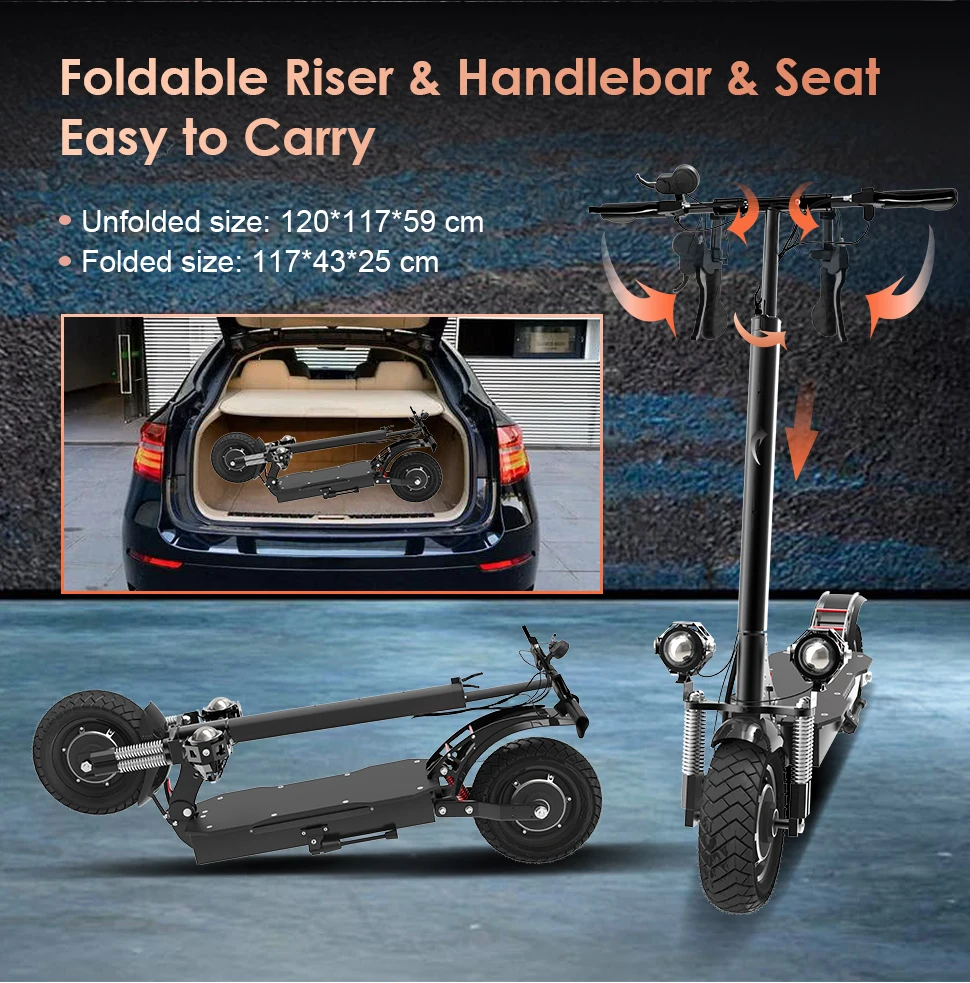 75KM/H Electric kick scooter 60V 48V 1300-3200W 10 inch Fat Tire Foldable Waterproof Electric Scooters Adults EU Warehouse 6