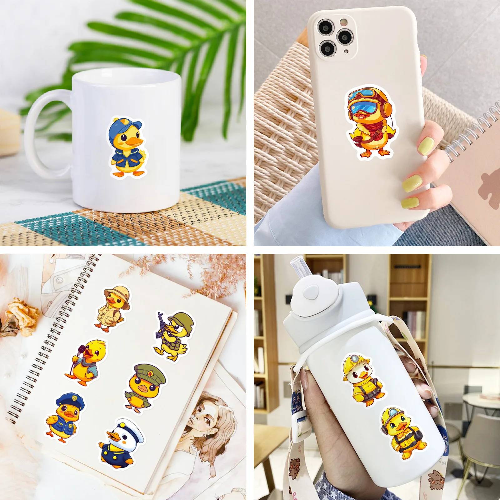 100pcs Cartoon Little Yellow Duck Graffiti Creative Cute Suitcase Skateboard Bicycle Waterproof Sticker cartoon stickers decorative stickers colorful stickers kawaii stickers graffiti stickers cartoon animal stickers