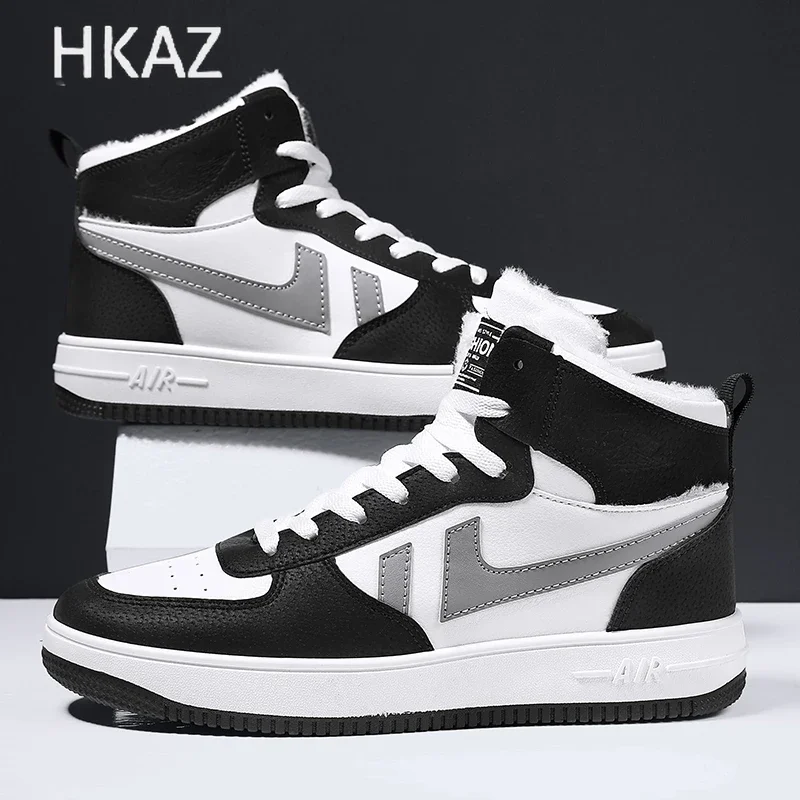 

Men Casual Sneakers High Top Thick Bottom Nonslip Comfortable Wear-Resistant Fashion Wild Plus Velvet Keep Warm Winter Main Push