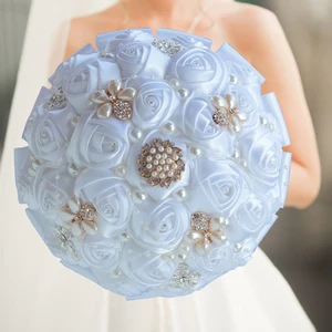 1pc/lot  White Wedding Bridal Bouquet With jewelry