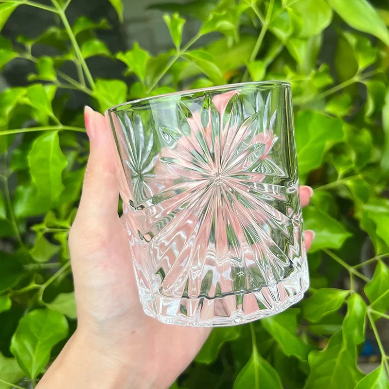 330ml Embossed Whiskey Cup Wine Glass European Style Party Home Bar Whiskey Wine Glass Drinkware Foreign Spirits Set glass cup