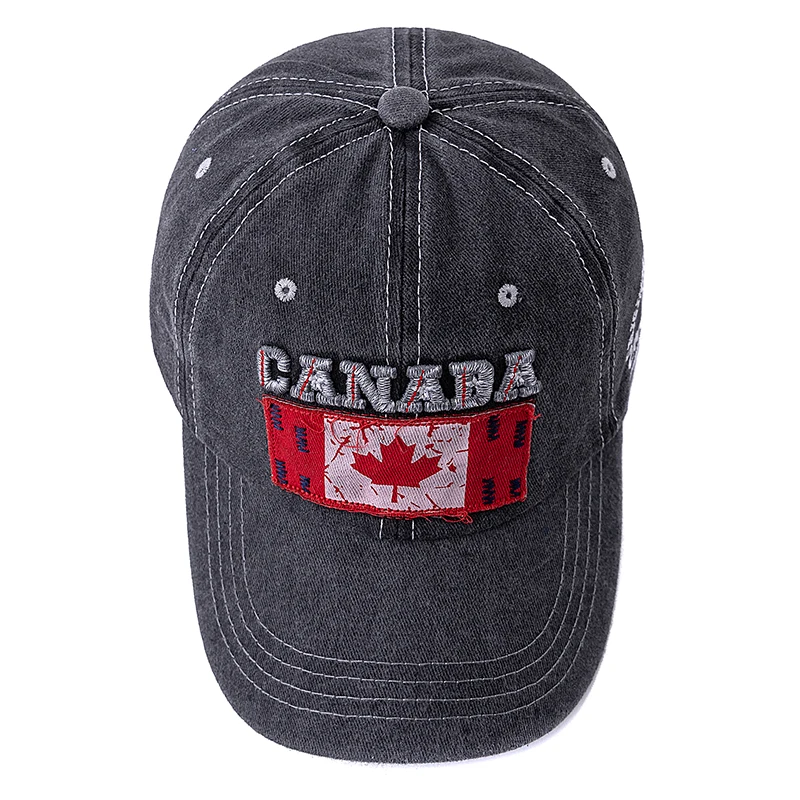 New Unisex Washed Cotton Vintage Baseball Cap High-Quality CANADA Flag Embroidery Pattern Outdoor Sports Hat For Men And Women