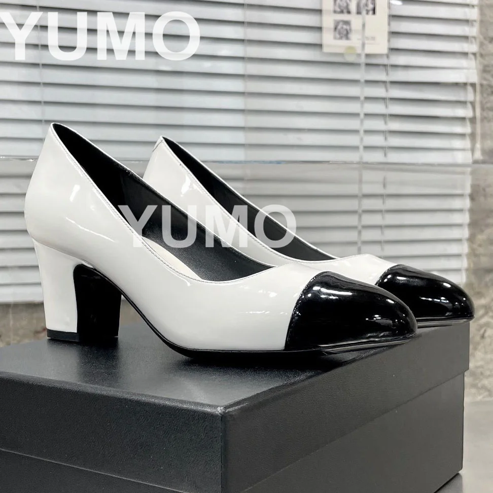 

Shoes For Women Pointy Toe Patent Leather Pumps High Heels Autumn Designer Shoes Round Toe Slip On Mixed Colors Zapatillas Mujer