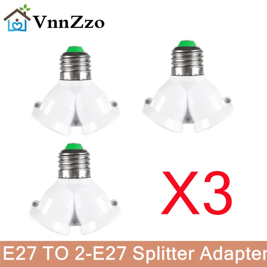 3PCS 1 E27 to 2 E27 splitter Lamp Bulb base Adapter Converter 2E27 265V 2A LED Y Shape Socket Light Holder Conversion socket 2 way y shape splitter