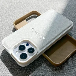 Personalized Faux Leather Custom Soft Phone Case with Hot Foil Engraving - iPhone 12 Pro (White)