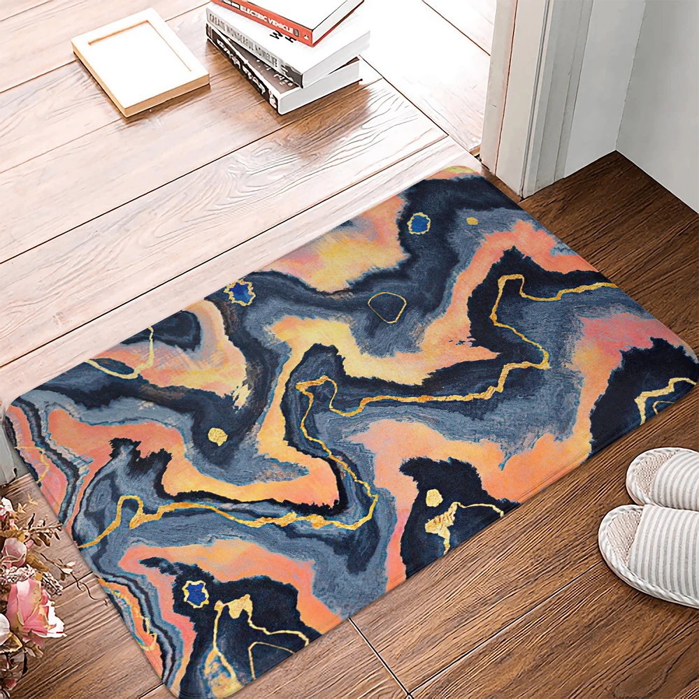 Red Black Stone Stripe Marble Pattern Tappeto Zerbino Antiscivolo Bagno Esterno Cucina Soggiorno Tappetino Tappeto