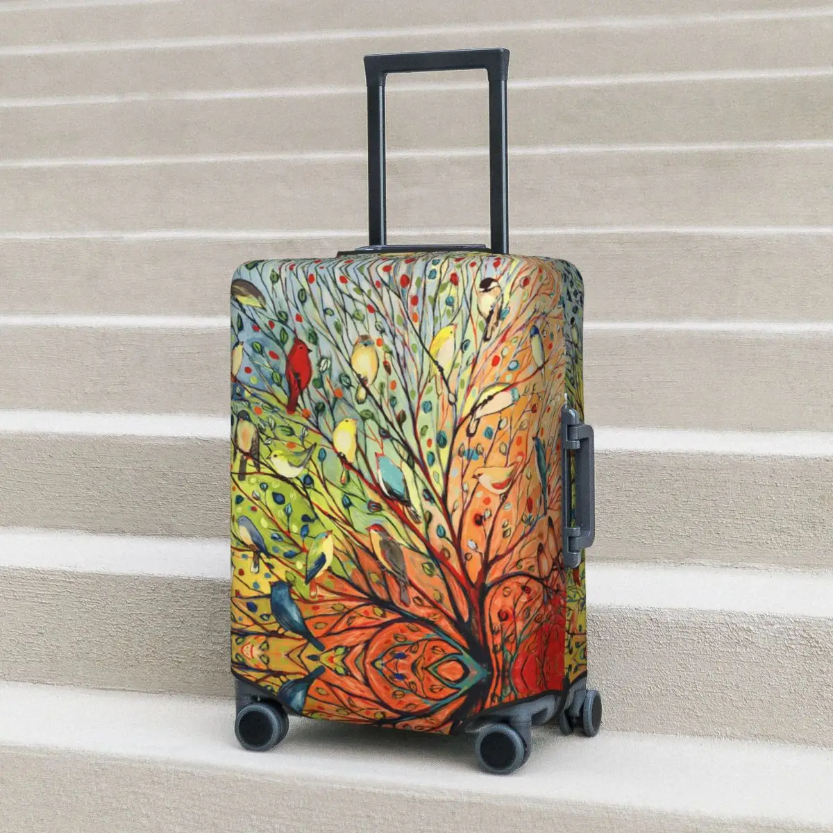 27 Birds Suitcase Cover Oil Painting Elastic Business Protector Luggage Case Vacation