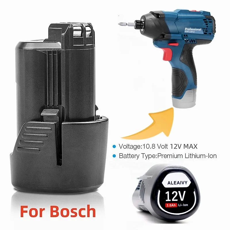 

3000mAh BAT411 Replacement Battery Compatible For Bosch 12V Battery 12V/10.8V Lithium BAT420 BAT411A BAT412 18650 Li ion Battery