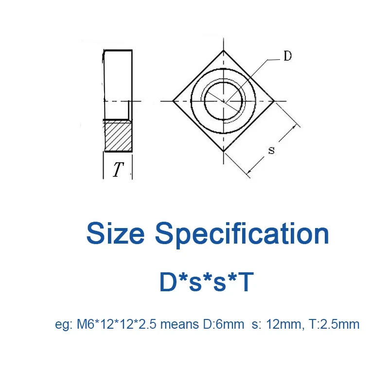 20/ 40pcs M3 M4 M5 M6 Square Nut Carbon Steel Galvanized Zinc Plated Thin Quadrangle Block Compatible Prusa MK3 DIN562 carbon steel nuts square thin nuts