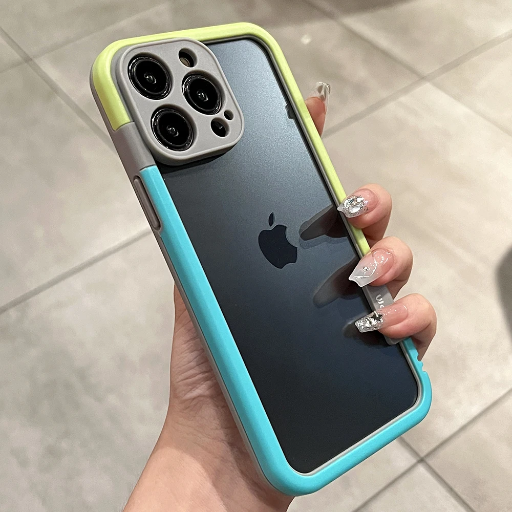 Luxury Liquid Silicone Shockproof Phone Case with Contrast Color Soft Border and Bumper Frame