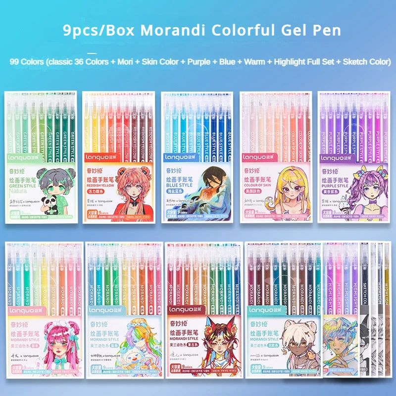 

9 шт./коробка, цветная гелевая ручка с граффити