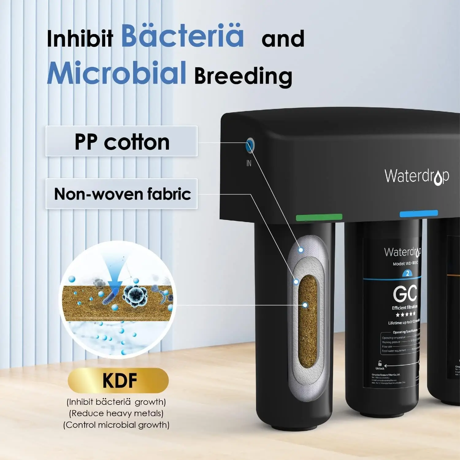 Water Filters Waterdrop 8 Layer Under Sink Water Filter System Reduces PFAS PFOA/PFOS Fluoride