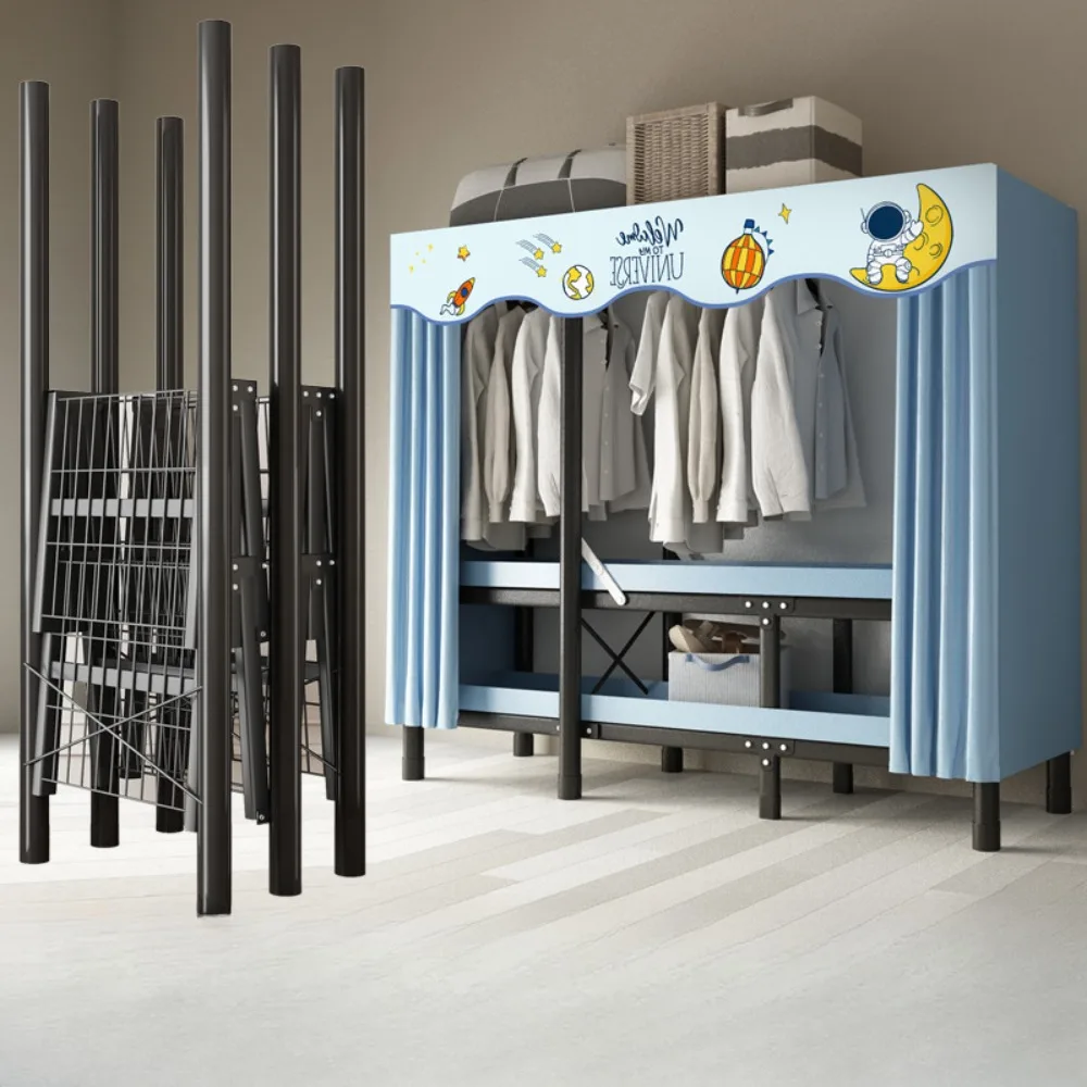 Cloth Wardrobe Installation-Free Folding Steel Frame Bedroom Storage