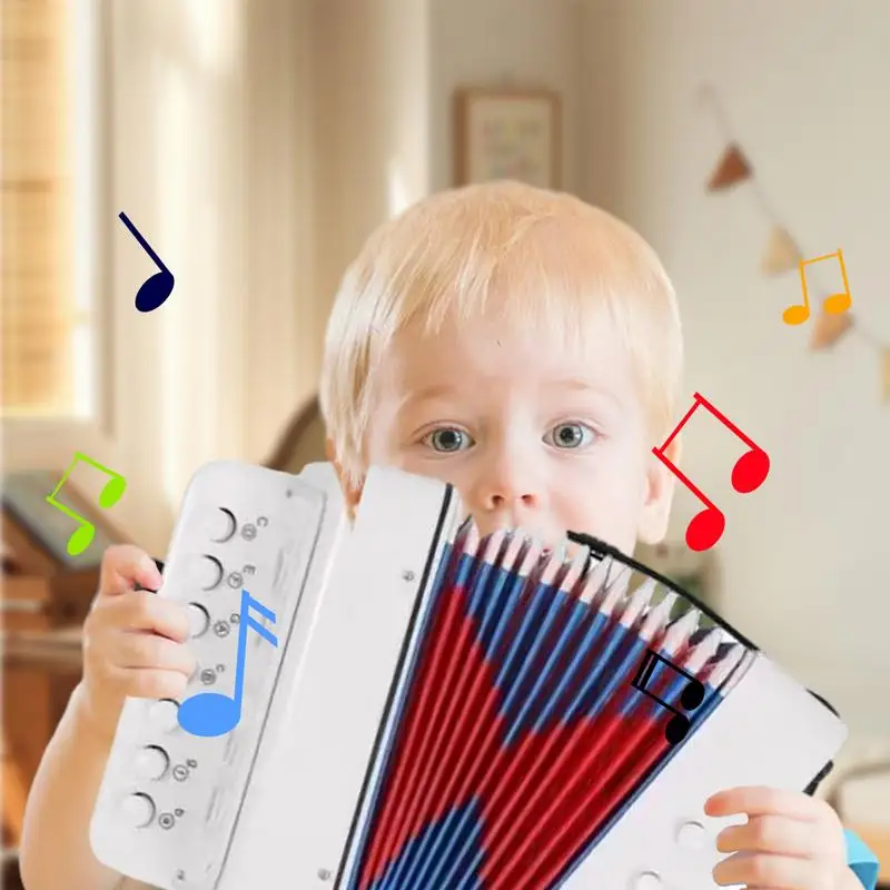 Button Accordion Button Toy Instrument For Kids Portable Accordion Musical Instruments Birthday Gift For Children Boys And Girls