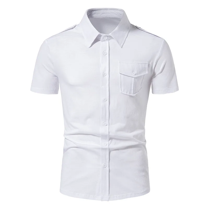

2023 New Men Cargo Shirts Summer Short Sleeve Casual Shirt Male Hight Quality Cotton Slim Fit Chemise Homme Men Clothing S-Xxl