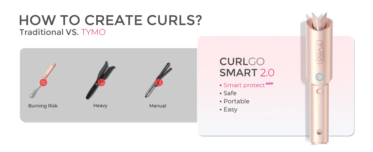 Description Picture 5 of itemTYMO  Automatic Curling Iron - TYMO CurlGo 1 Inch Beach Waves Rotating Curling Wand, Portable Hair Curlers for Travel
