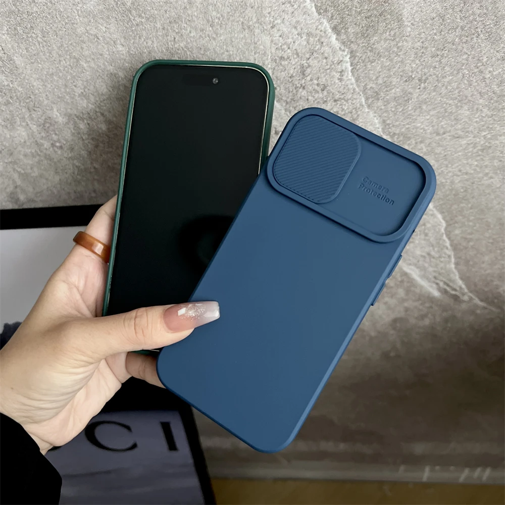 Solid Color Slide Camera Protection Shockproof Cover with Flip Lens Protection