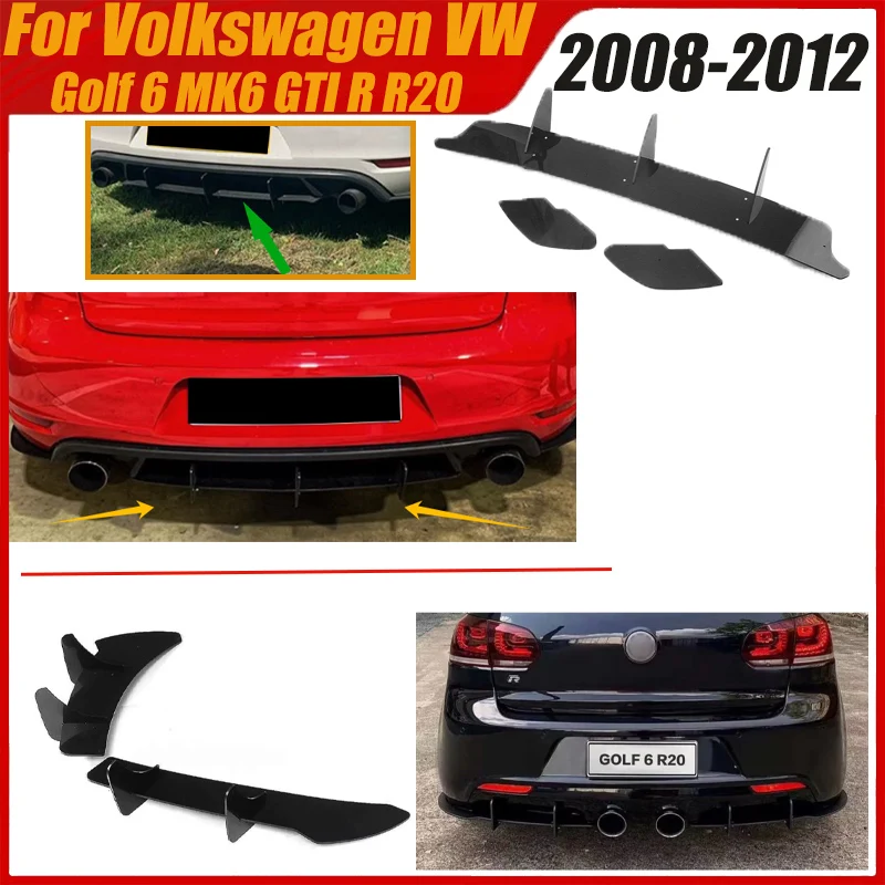 Rear Bumper Diffuser for Volkswagen VW Golf 6 MK6 GTI R20 2008-2012 Car ...
