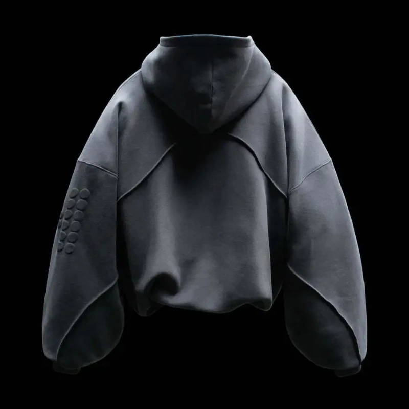 Aesthetic Contrast Stitching Creative Foam Printing Fashion Casual Hoodie High Street Harajuku Hip Hop Rock Long Sleeve Pullover