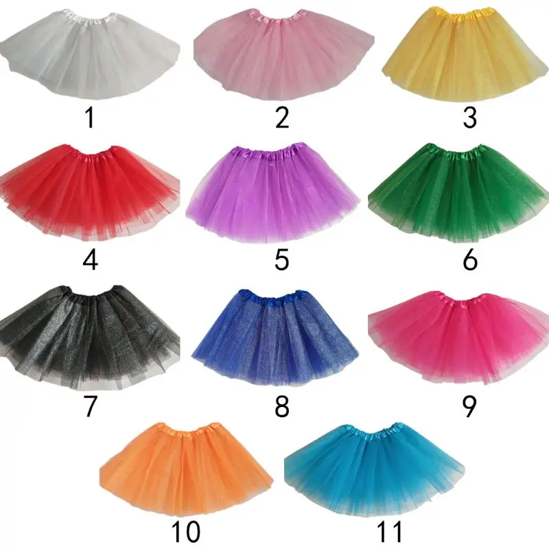 

Baby Girls Ballet Dance Mini Skirt Three Layer Metallic Glitter Sequins Can