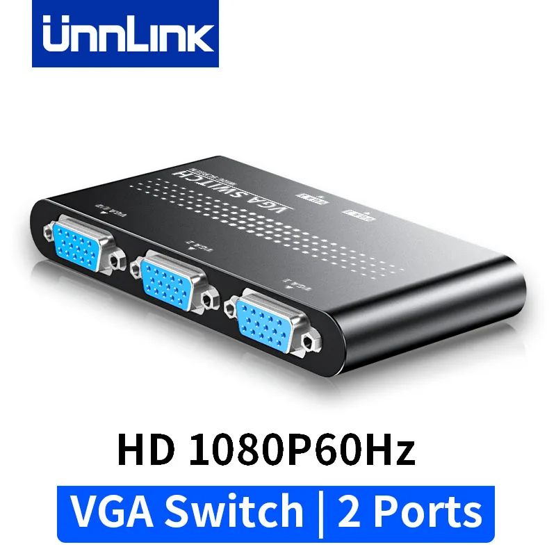Unnlink 2 In 1 Out Vga Switch Adattatore Splitter Video 1080P 60Hz Vga Switch Video Per Pc Host Per Monitorare La Stampante Del Proiettore Tv Hd