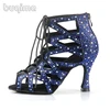 Women Latin Dance Shoes Rhinestones Soft Bottom Salsa Shoes For Dancing Ladies Sandals Women's Wedding Hight Heels 7.5CM 4