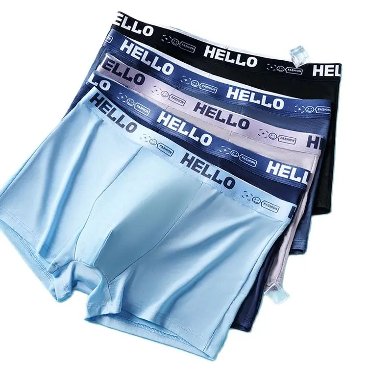 

4Pcs New Summer Ice Silk Men Boxer Shorts Underwear Breathable Boxershorts Cueca Male Panties Plus Size Men Underpants Lingeries