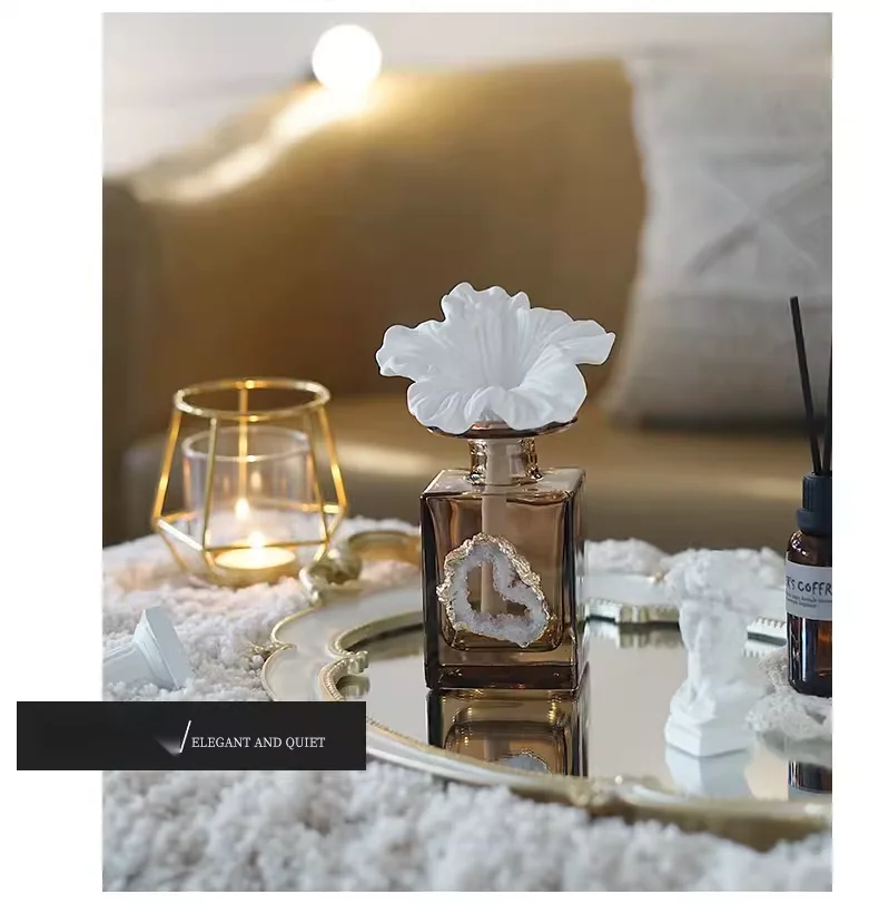 Olio essenziale in rattan senza fuoco, casa, camera da letto, fragranza durevole, decorazione, profumo per ambienti, aria fresca, confezione regalo, bianco_voghion.com