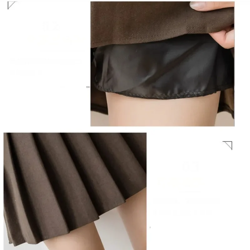 Autumn Winter Women's Solid High Waisted Pleated Elastic Casual Fashion Vintage Office Lady Sexy Pleated Party Skirt Mini Dress