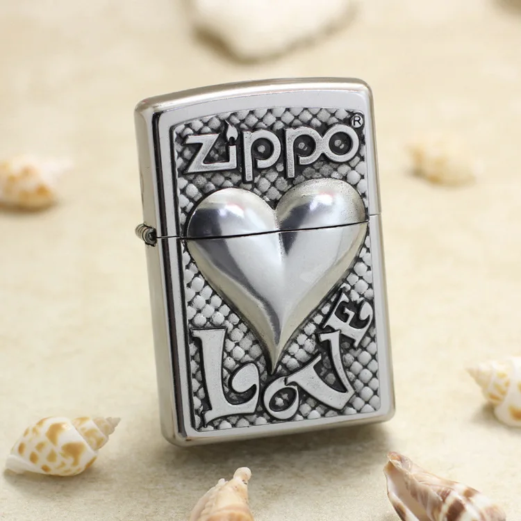 

Оригинальная зажигалка Zippo, медная ветрозащитная керосиновая Зажигалка 3D Love heart, подарок с кодом защиты от подделки