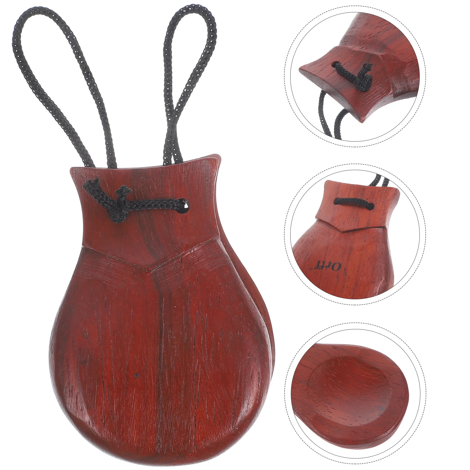 

Percussion Large Stemless Castanets Instrument Spanish 1 Toddler Wooden Clapper with Handle Pear