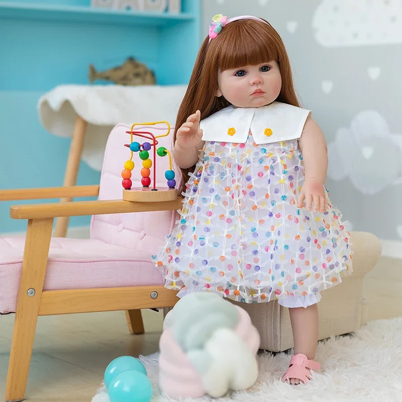 60Cm Reborn Toddler Princess Standing Baby Doll Julieat Long Red Hair Soft Cuddly Body Reborn Baby Dolls Regali Per Bambini
