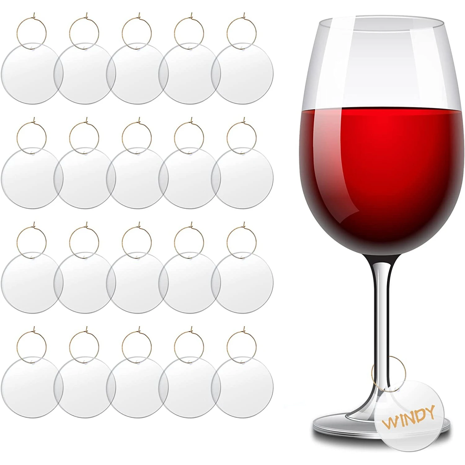 Acrylic Wine Glass Identification Ring Label Wedding Banquet Party
