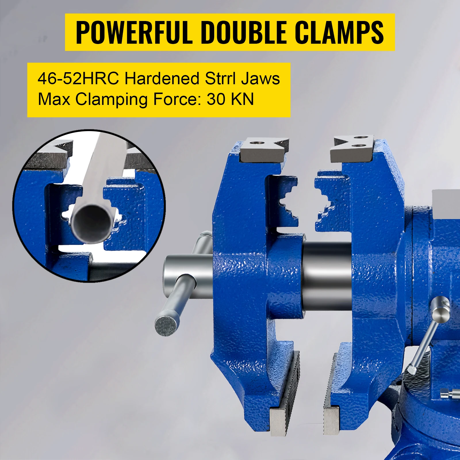 SucceBuy 6'' Jaw Width Bench Vise Double Swivel Rotating Vise Head/Body 360° 30Kn Clamping Force for Clamping Fixing Equipment