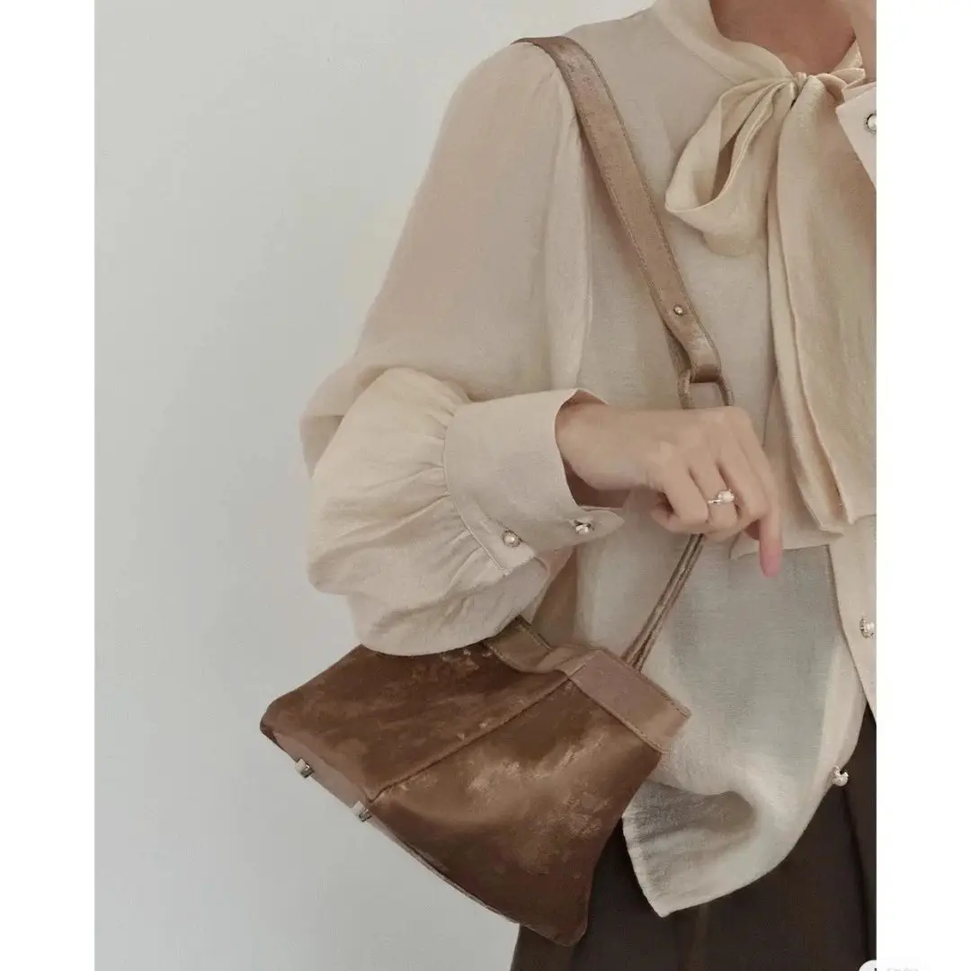 JIAERDI Retro Silver Bucket Crossbody Bags Purse Women Vintage Handle Casual Messenger Bag Wallet Female Y2k Hand Bag 2025 New