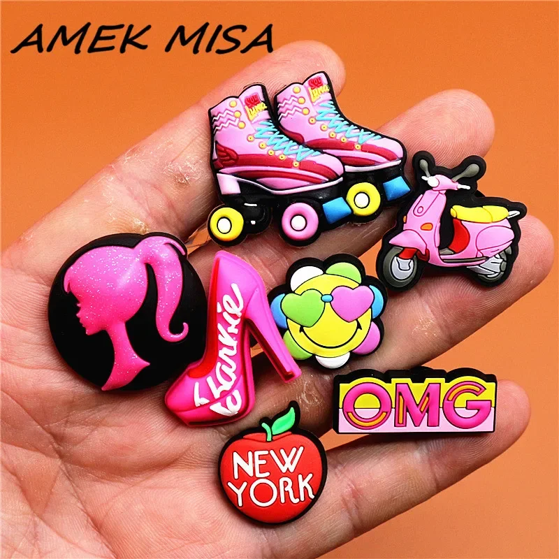 1pcs Cute Pink Roller Skates Motorcycle Shoes Decoration