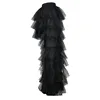 Women Black Mesh Skirt Gothic Steampunk Party Halloween Clothing Tuxedo Skirt 3
