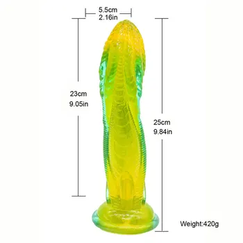 Huge Green Monster Realistic Penis Big Dick Sexy Gragon Dildo Female Masturbator Single-layer TPE Suction Cup Dildos for Women 2
