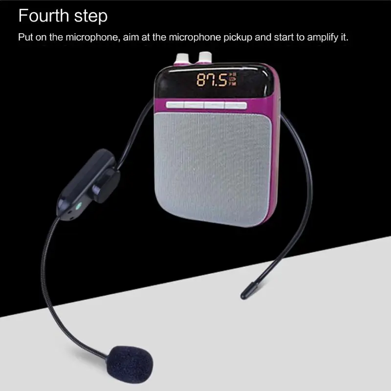 휴대용 FM 무선 마이크 헤드셋 작동이 더욱 쉽고 편리해졌습니다. -52dB±1.5dB 감도 마이크 헤드셋