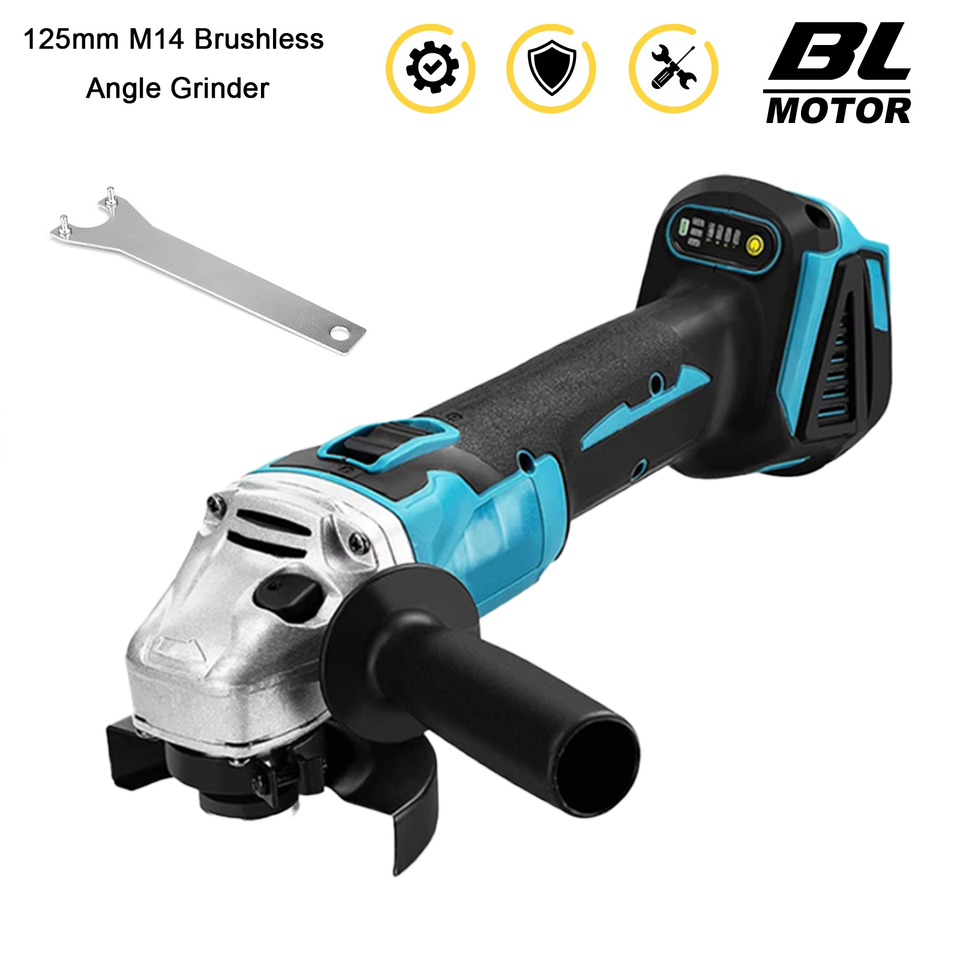125mm 8500RPM Cordless Blue Angle Grinder Polishing Machine Lithium Battery Drive Suitable Fit 18V Makita Battery