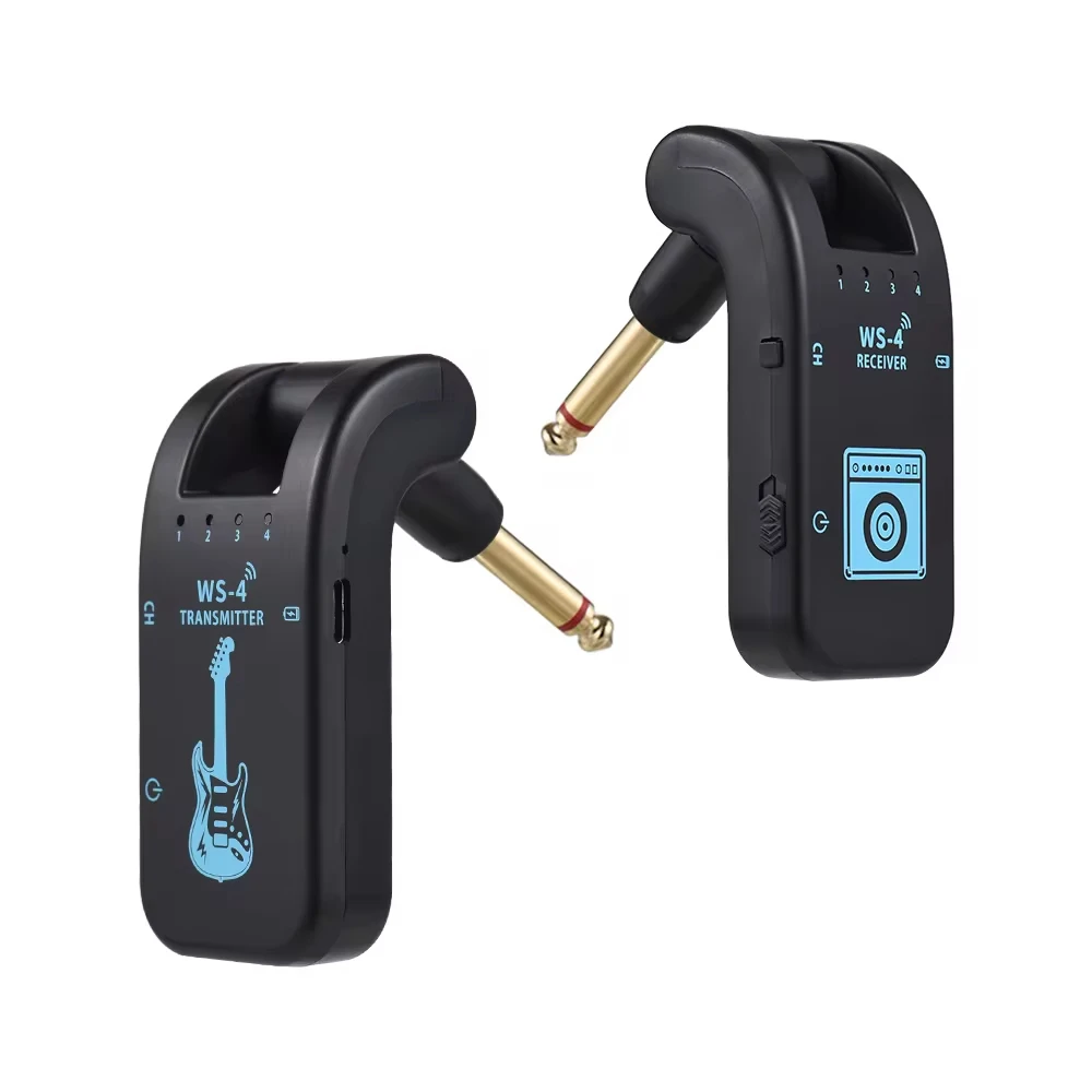Guitar Transmitter Receiver 2.4G Wireless Guitar System Guitar Transmitter Receiver Set for Electric Bass 48K/16bit Real-time Transmission