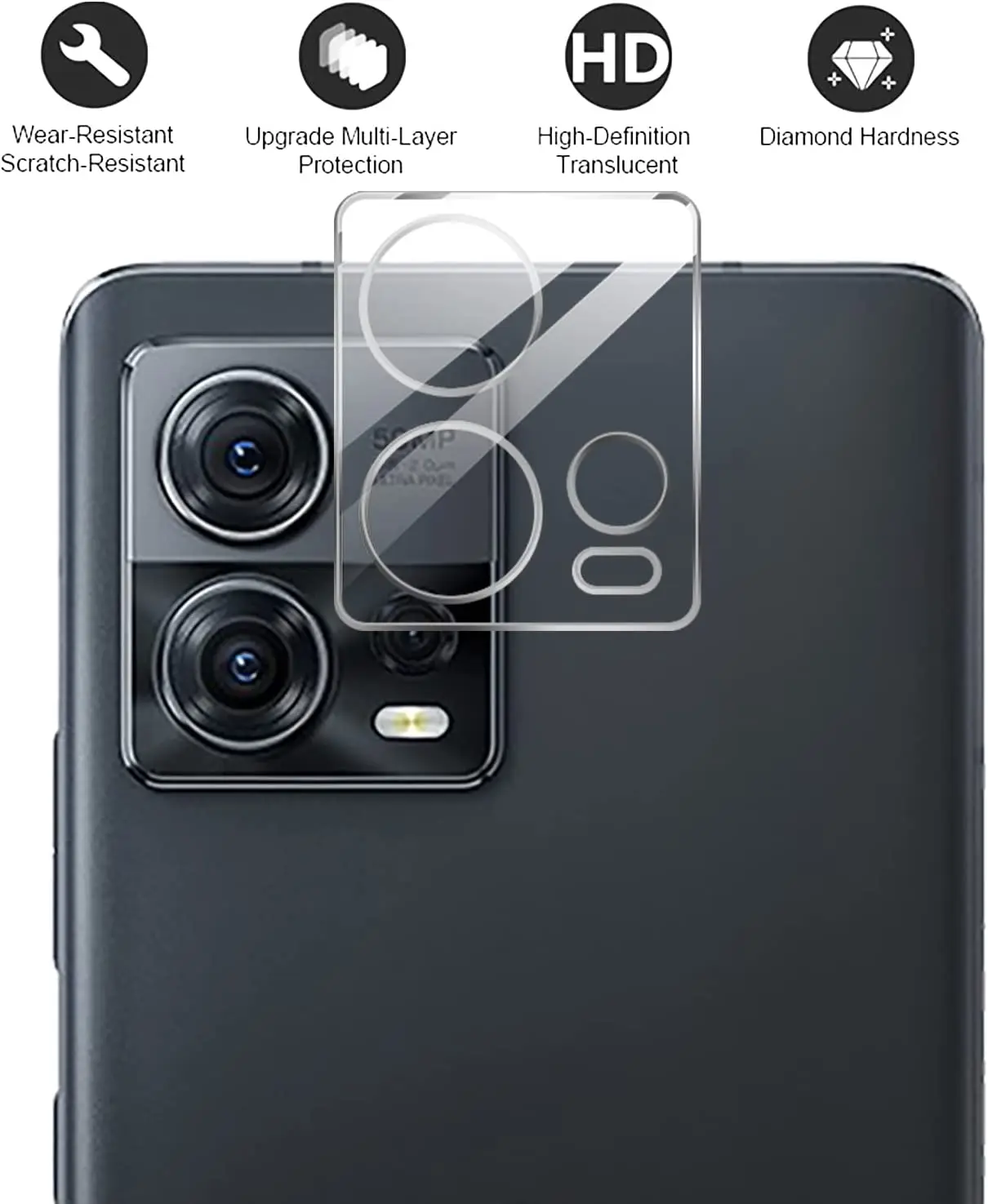 Premium 9H 3D Tempered Glass Camera Lens Protector