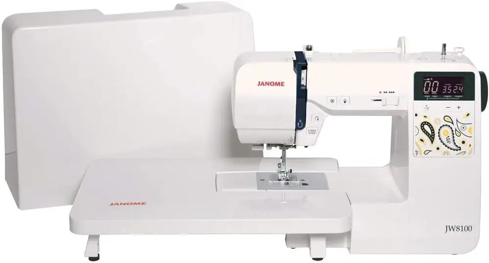 JW8100 Fully-Featured Computerized Sewing Machine with 100 Stitches, 7 Buttonholes, Hard Cover, Extension Table and 22 Accessori